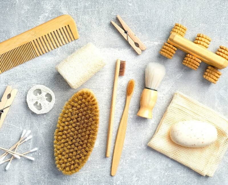 Types of bamboo products toothbrushes, comb, hairbrush
