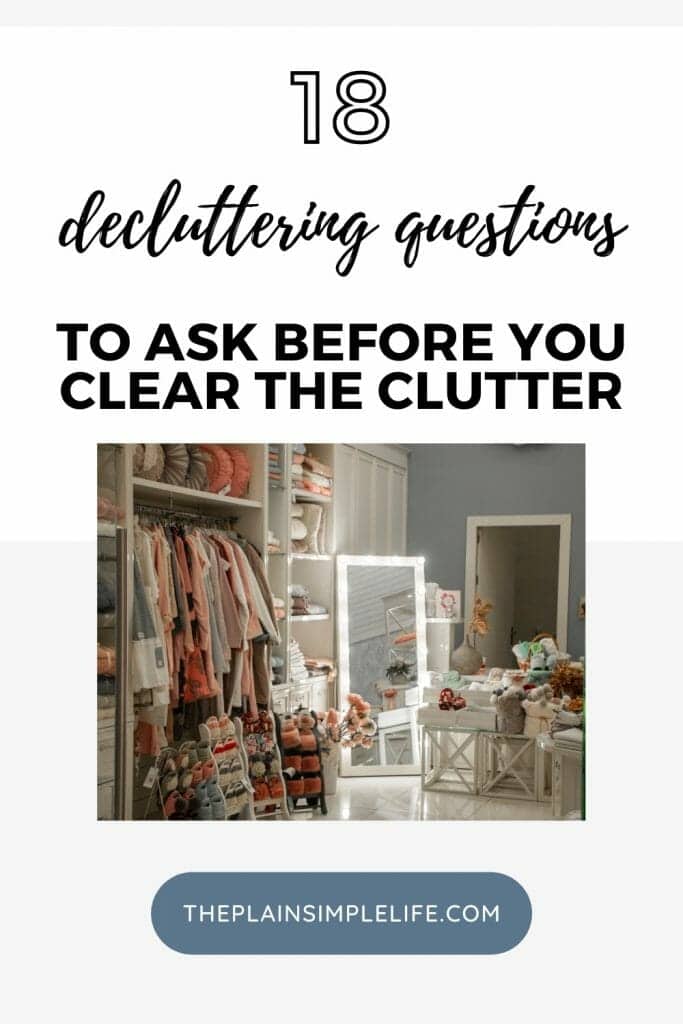 Decluttering questions Pinterest Pin
